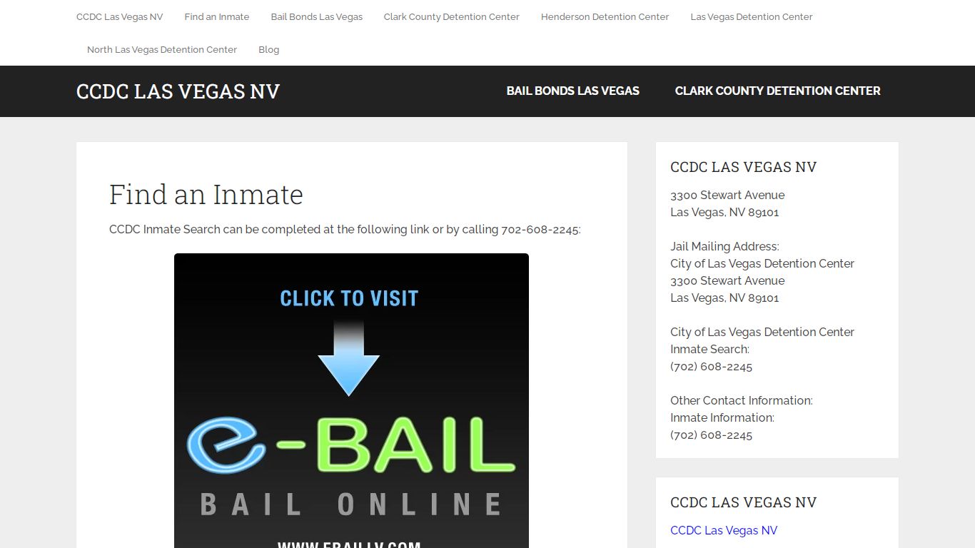 Find an Inmate - CCDC Las Vegas NV